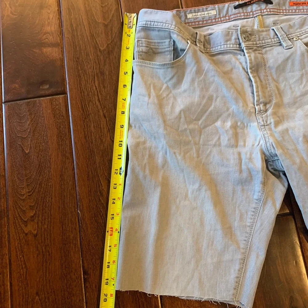 ALBERTO Light Blue Denim Bermuda Shorts Raw Hem Handmade Regular Slim Fit‎